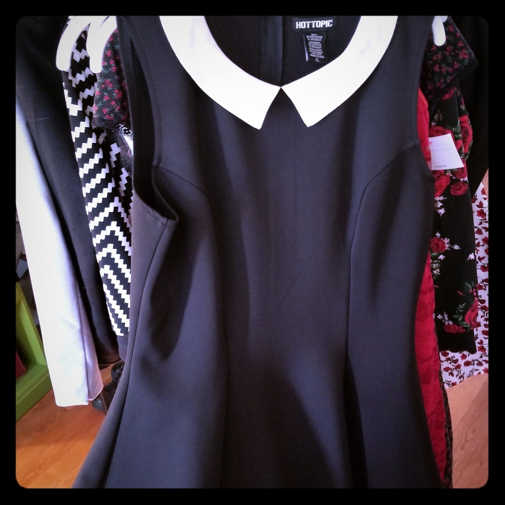 Wednesday Addams style black and white dress